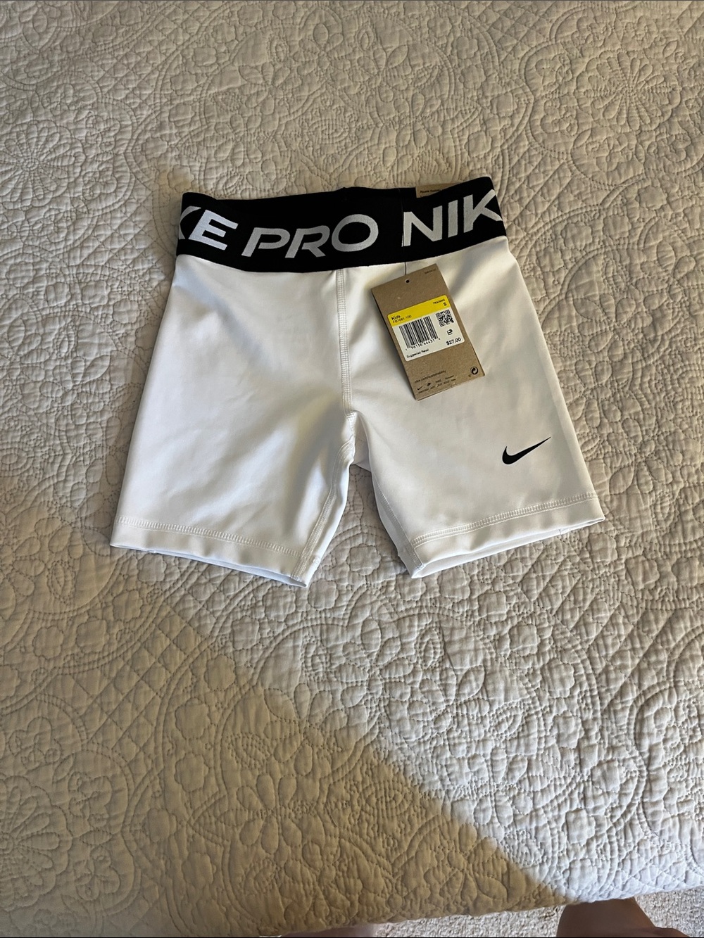Kid’s Nike Pro- White Training Shorts